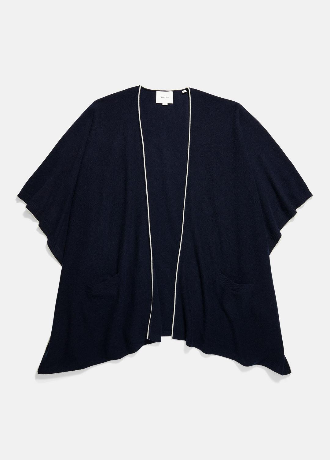 Tipped Jersey-Knit Cashmere Cape in Sweaters COASTAL BLUE/WHITE | VINCE Women