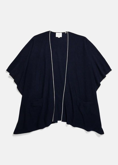 Tipped Jersey-Knit Cashmere Cape in Sweaters COASTAL BLUE/WHITE | VINCE Women