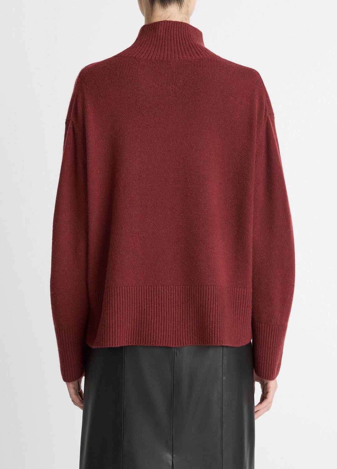 Wool-Cashmere Side-Slit Turtleneck Sweater in Turtleneck BORDEAUX | VINCE Women