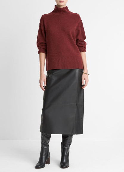 Wool-Cashmere Side-Slit Turtleneck Sweater in Turtleneck BORDEAUX | VINCE Women
