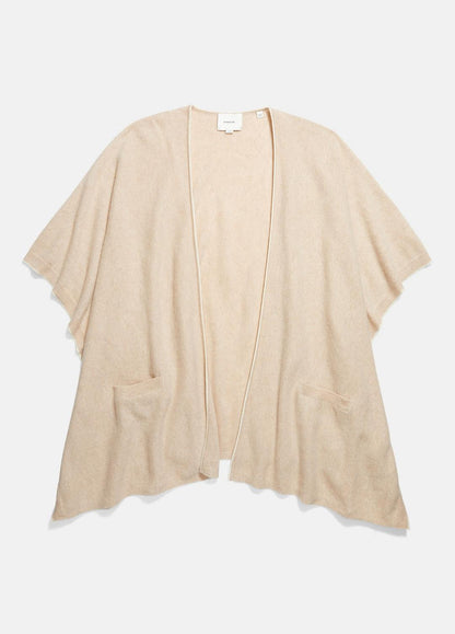 Tipped Jersey-Knit Cashmere Cape in Sweaters OAK/WHITE | VINCE Women