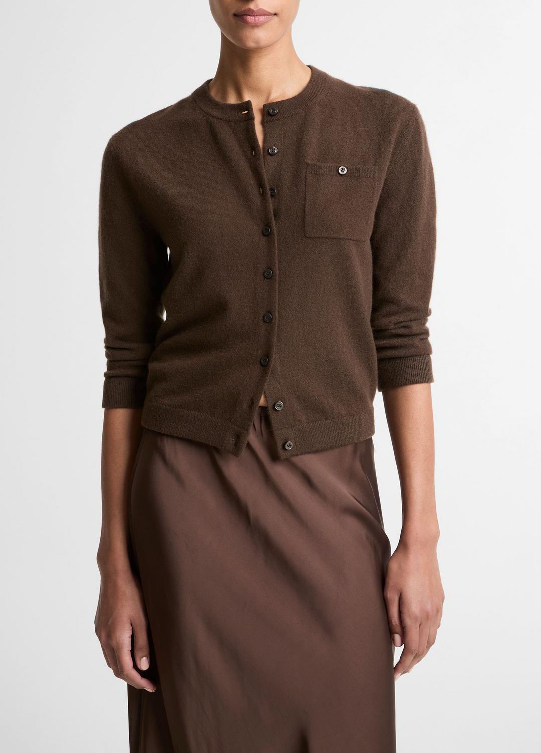 Wool & Cashmere-Blend Pocket Cardigan in Cardigans DARK BARK | VINCE Women