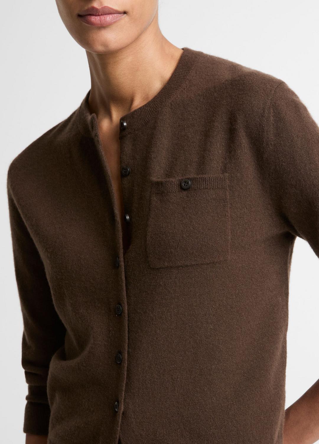 Wool & Cashmere-Blend Pocket Cardigan in Cardigans DARK BARK | VINCE Women