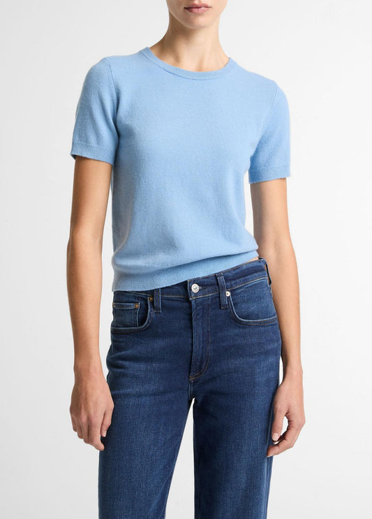 Wool & Cashmere-Blend Short-Sleeve Sweater in Crew Neck HYDRA | VINCE Women