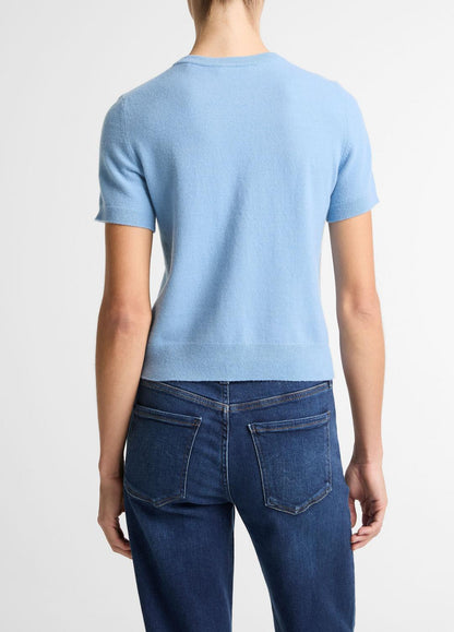Wool & Cashmere-Blend Short-Sleeve Sweater in Crew Neck HYDRA | VINCE Women