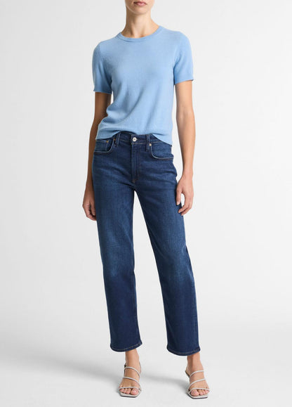 Wool & Cashmere-Blend Short-Sleeve Sweater in Crew Neck HYDRA | VINCE Women