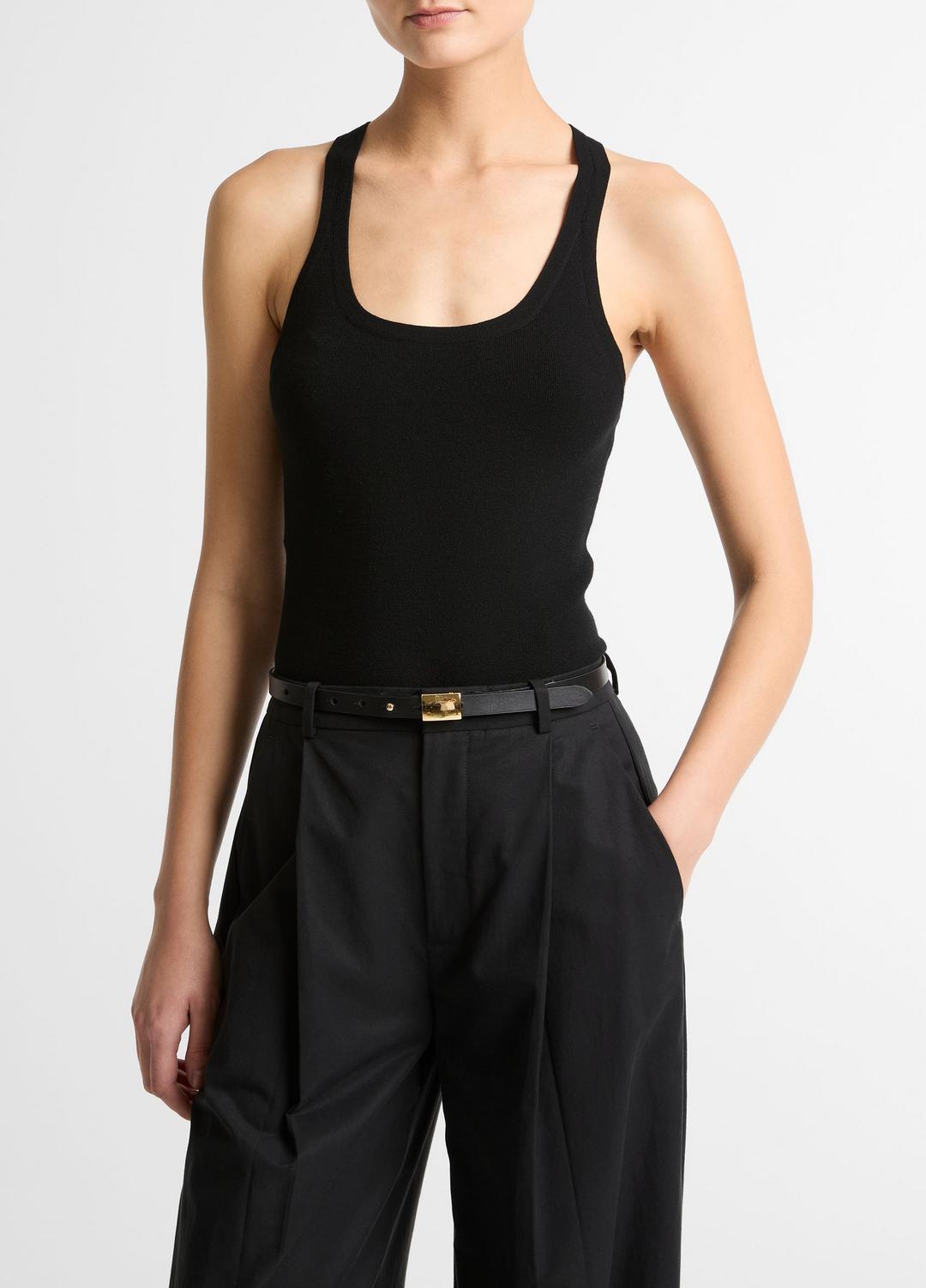 Milano-Stitch Scoop-Neck Sweater Tank in Tank Tops BLACK | VINCE Women