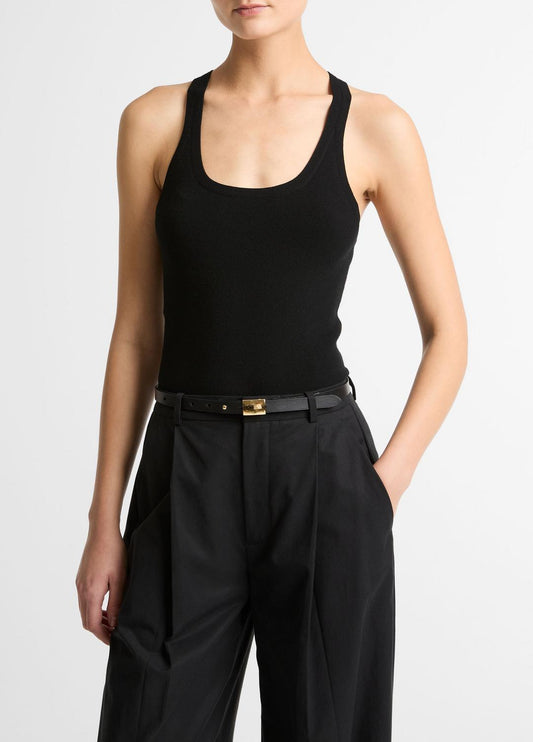 Milano-Stitch Scoop-Neck Sweater Tank in Tank Tops BLACK | VINCE Women