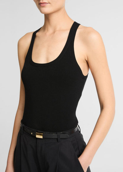 Milano-Stitch Scoop-Neck Sweater Tank in Tank Tops BLACK | VINCE Women