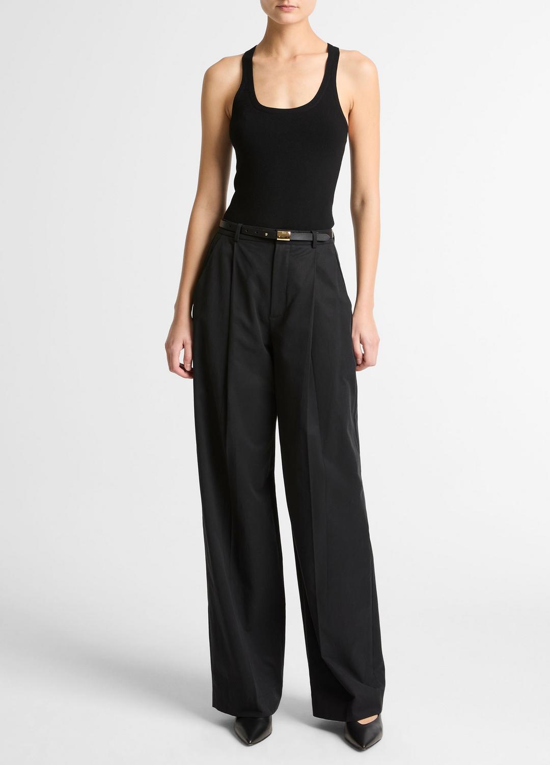 Milano-Stitch Scoop-Neck Sweater Tank in Tank Tops BLACK | VINCE Women