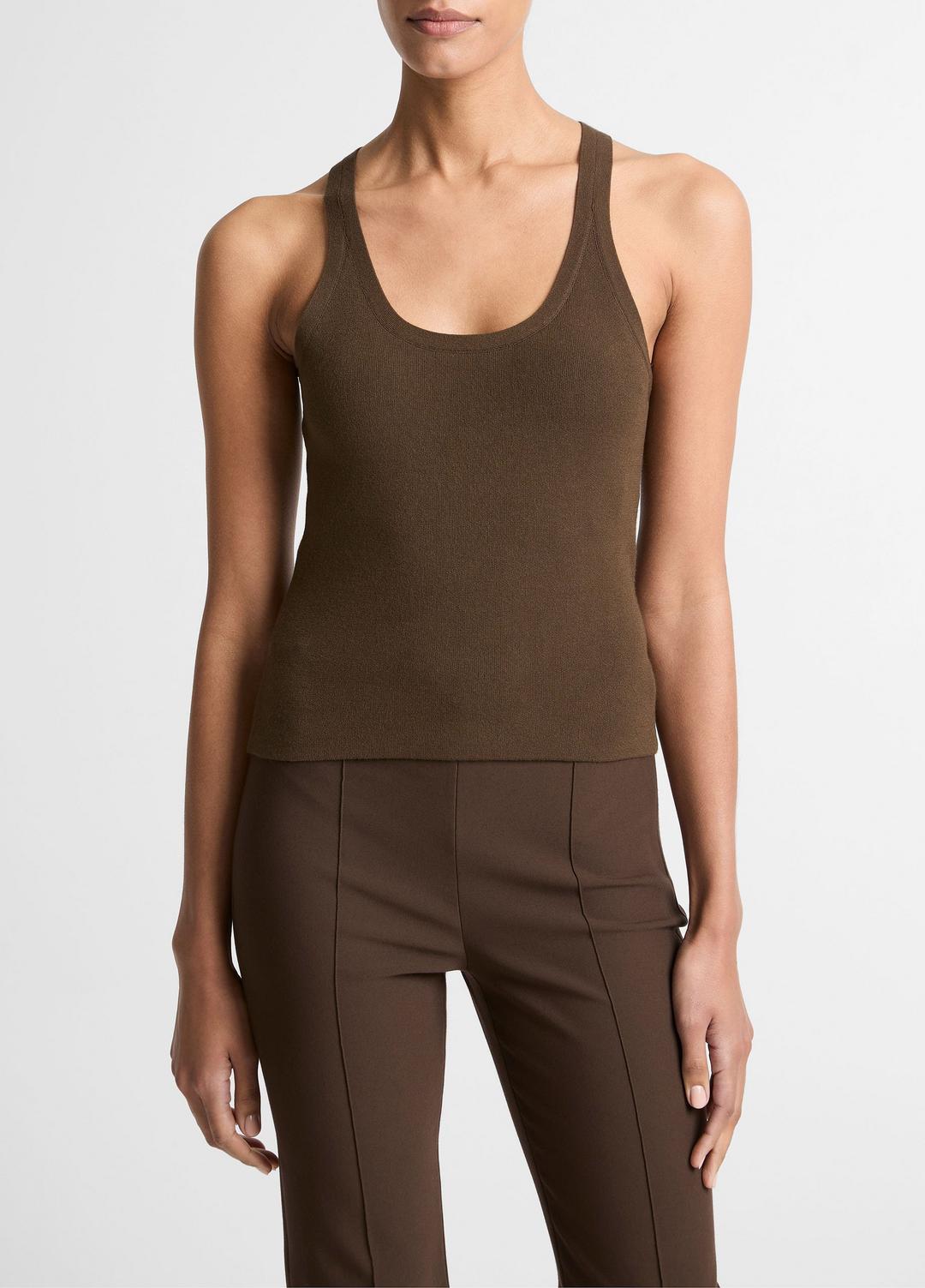 Milano-Stitch Scoop-Neck Sweater Tank in Tank Tops DARK BARK | VINCE Women