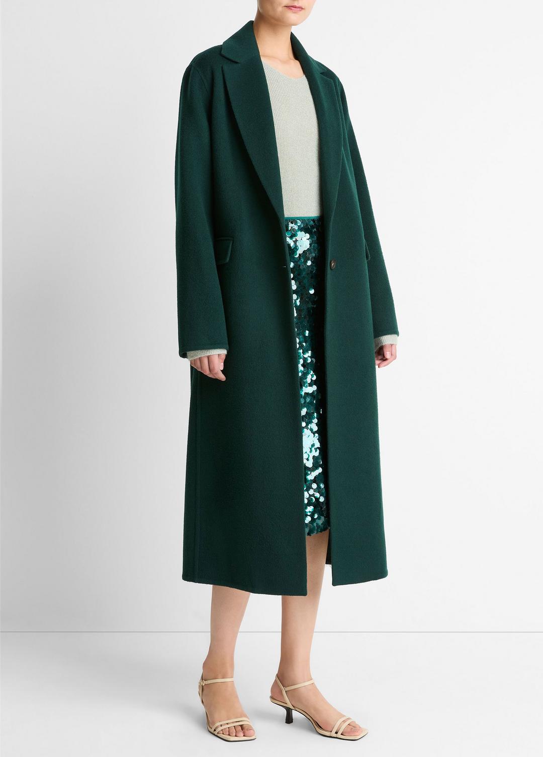 Wool-Blend Single-Breasted Coat in Coats JUNIPER | VINCE Women