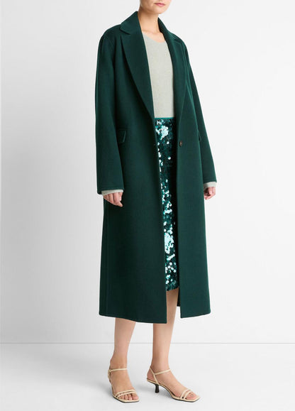 Wool-Blend Single-Breasted Coat in Coats JUNIPER | VINCE Women