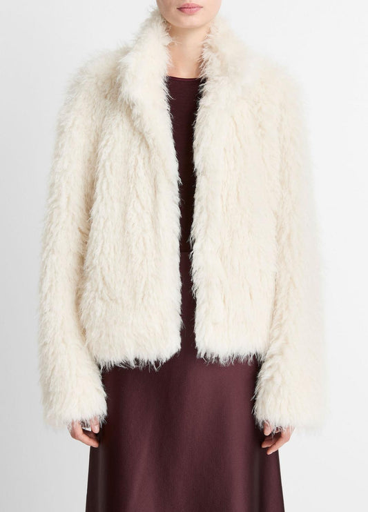 Shaggy Faux-Fur Jacket in Jackets LIGHT CREAM | VINCE Women