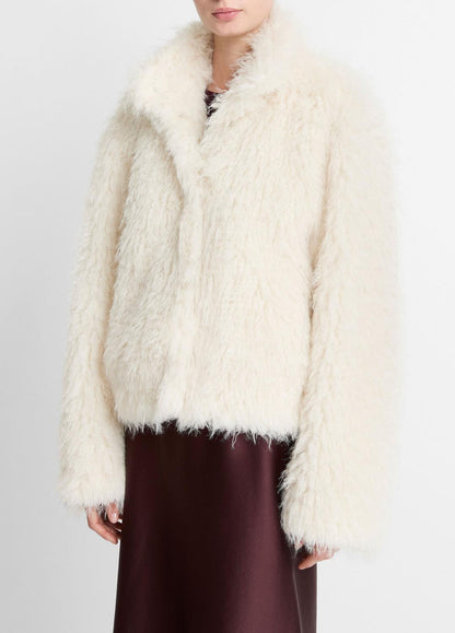 Shaggy Faux-Fur Jacket in Jackets LIGHT CREAM | VINCE Women