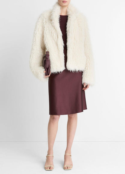 Shaggy Faux-Fur Jacket in Jackets LIGHT CREAM | VINCE Women