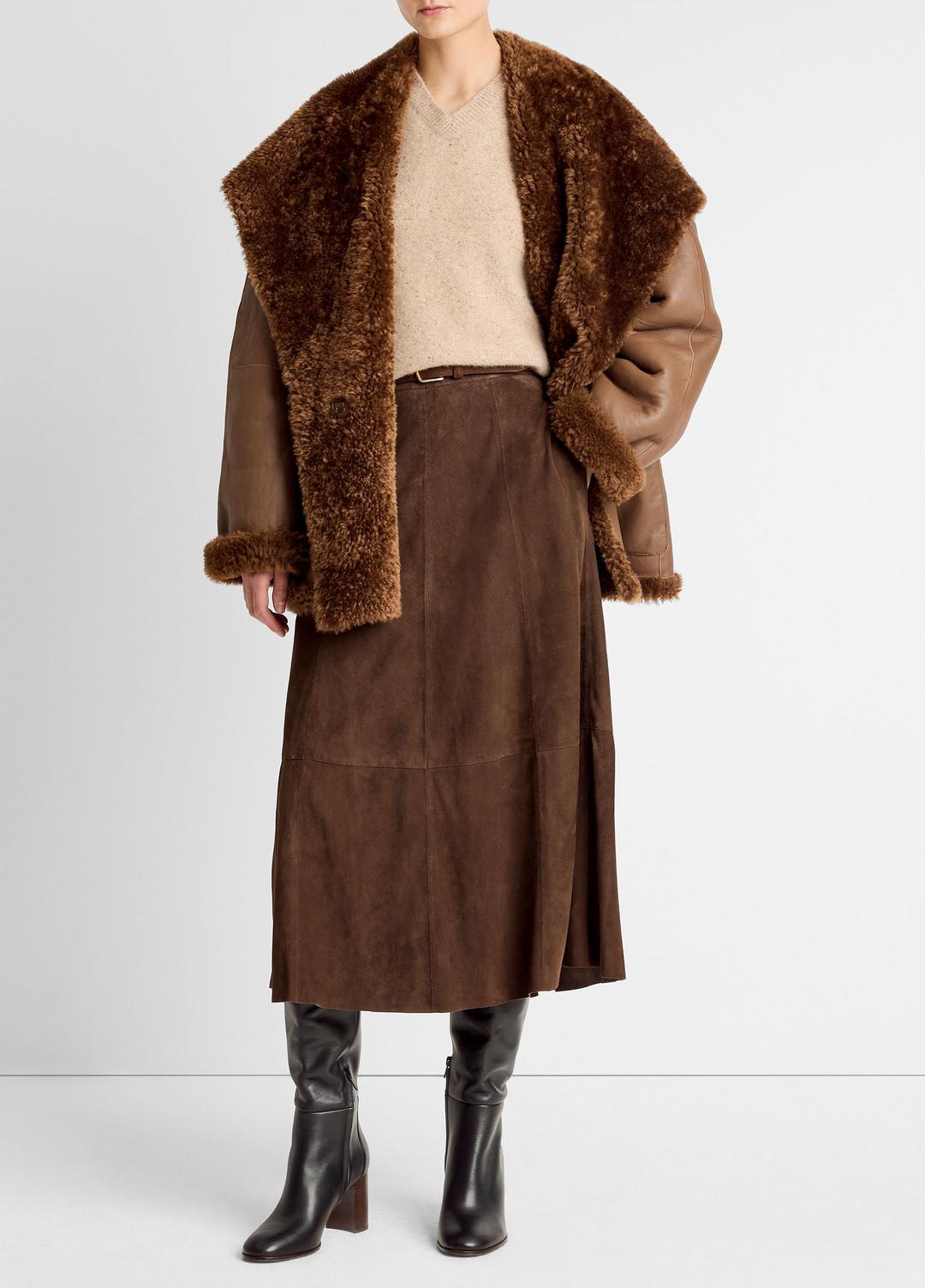 Shearling Hooded Jacket in Jackets COGNAC ESPRESSO COMB | VINCE Women