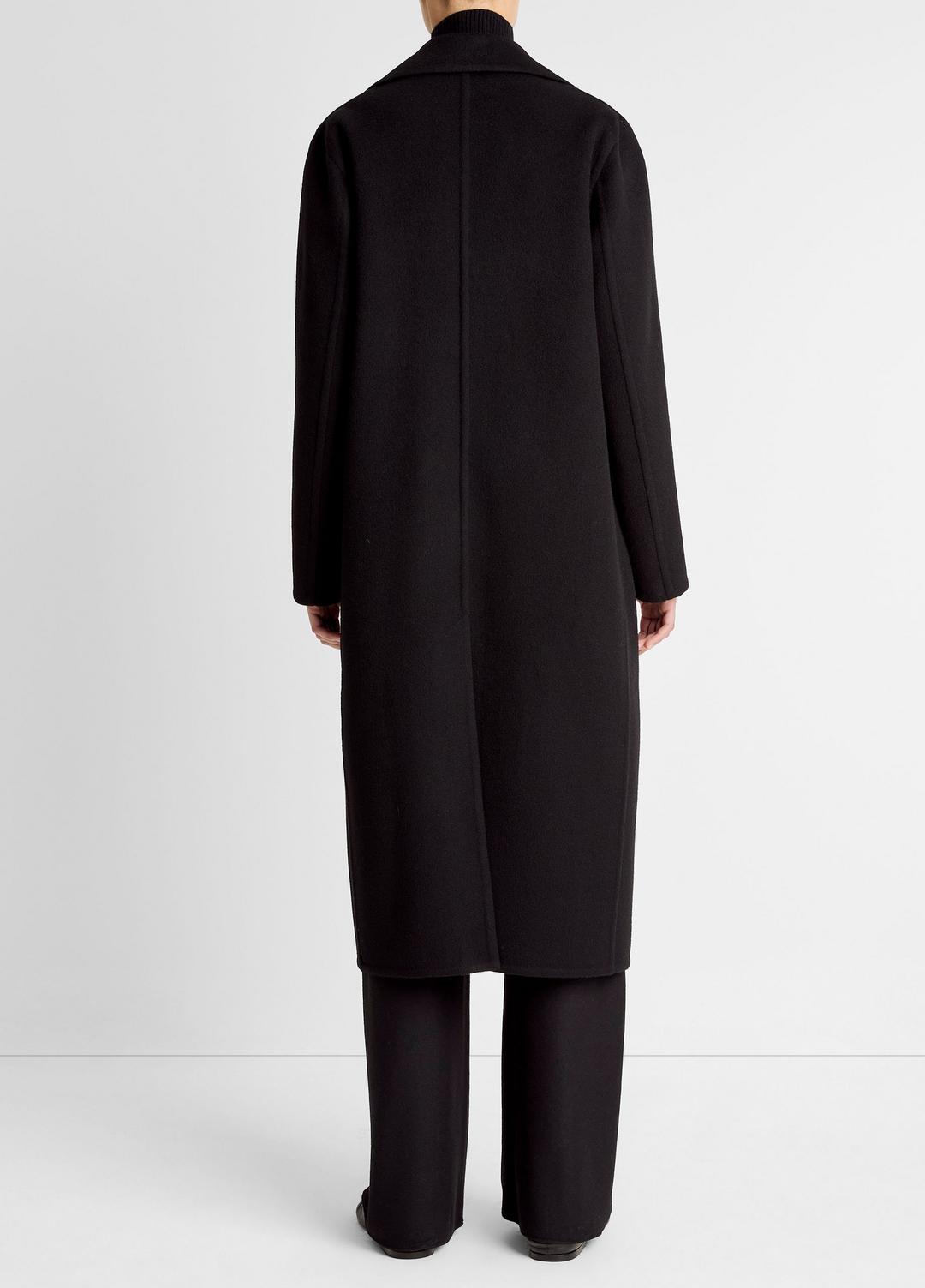 Wool-Blend Double-Breasted Long Coat in Coats BLACK | VINCE Women
