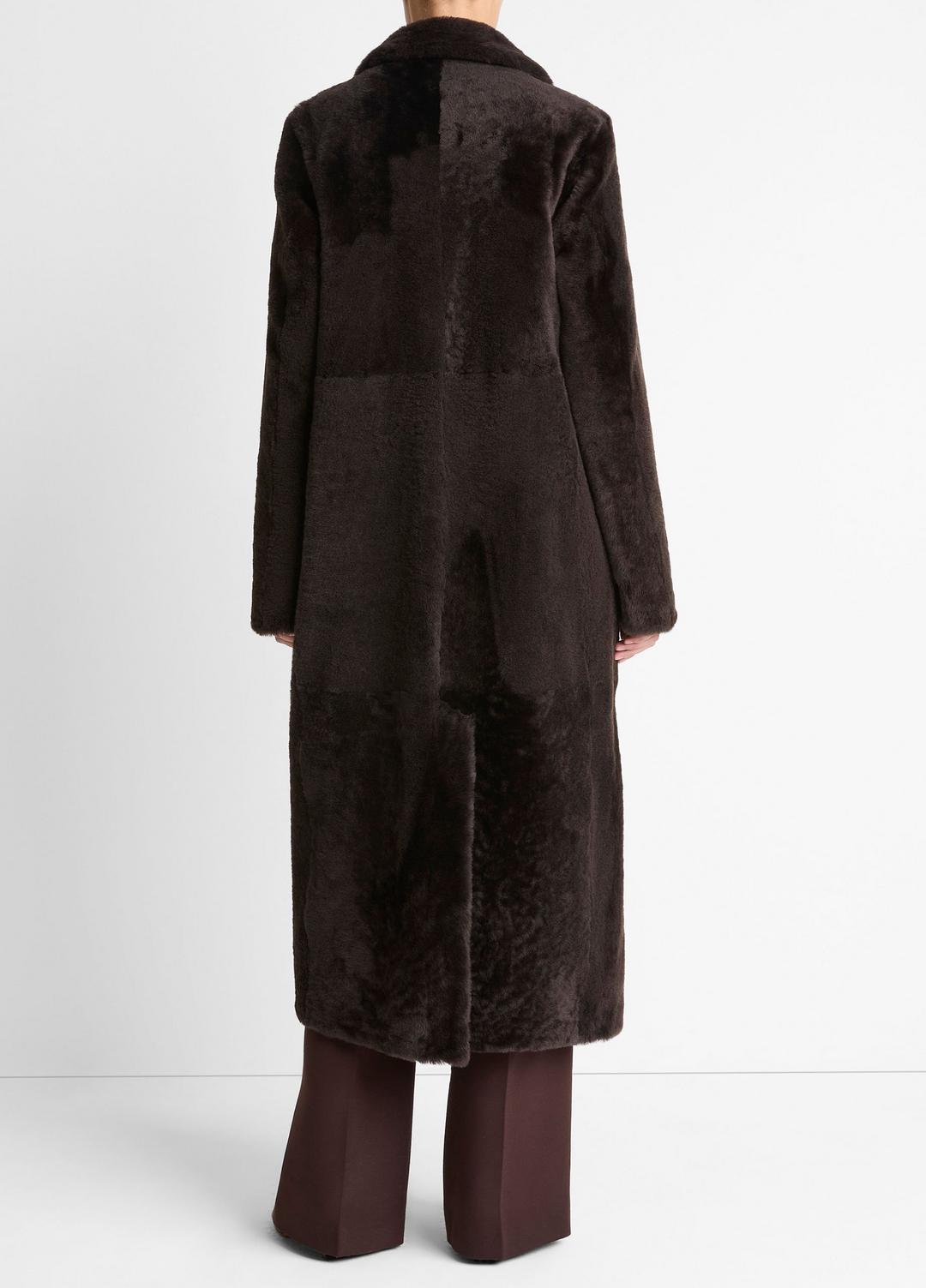 Shearling Long Coat in Coats DARK UMBER | VINCE Women