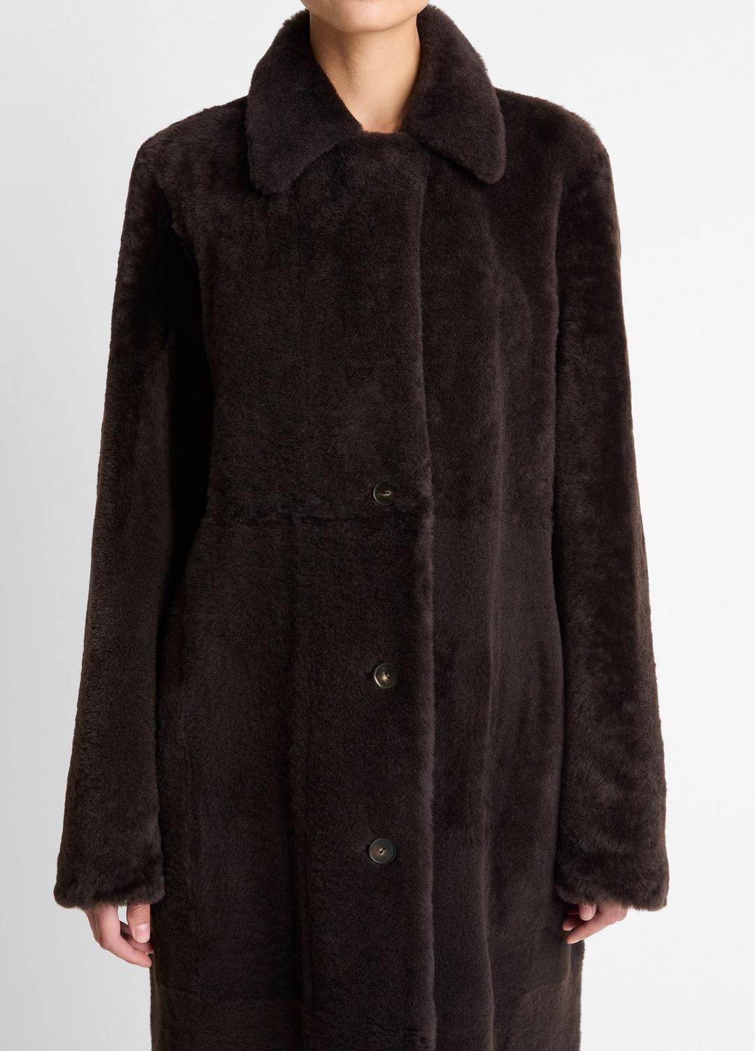 Shearling Long Coat in Coats DARK UMBER | VINCE Women