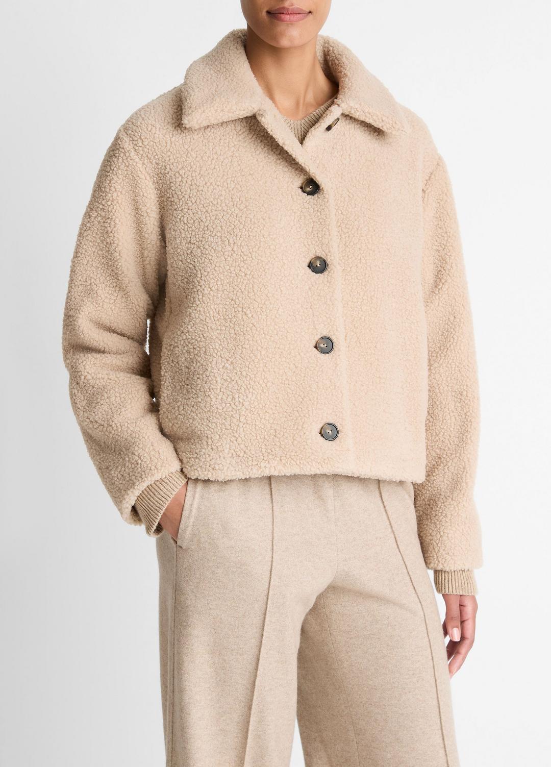 Collared Sherpa Jacket in Jackets MARZIPAN | VINCE Women