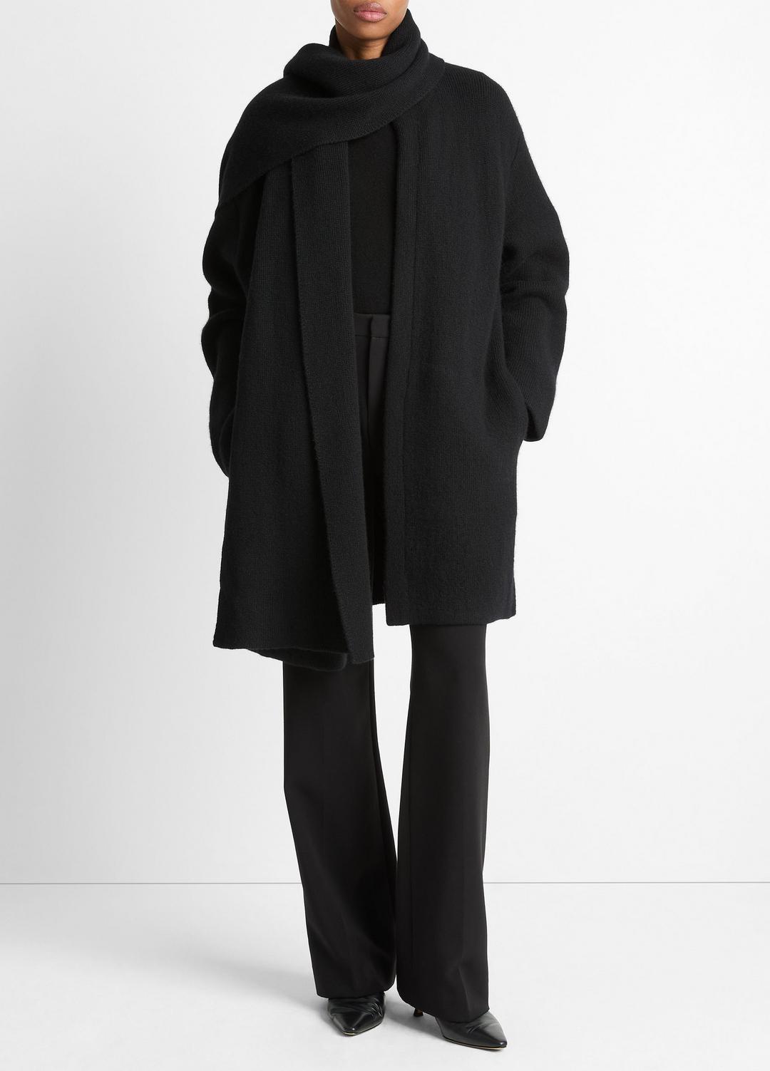 Draped-Scarf Wool-Blend Car Coat in Coats BLACK | VINCE Women