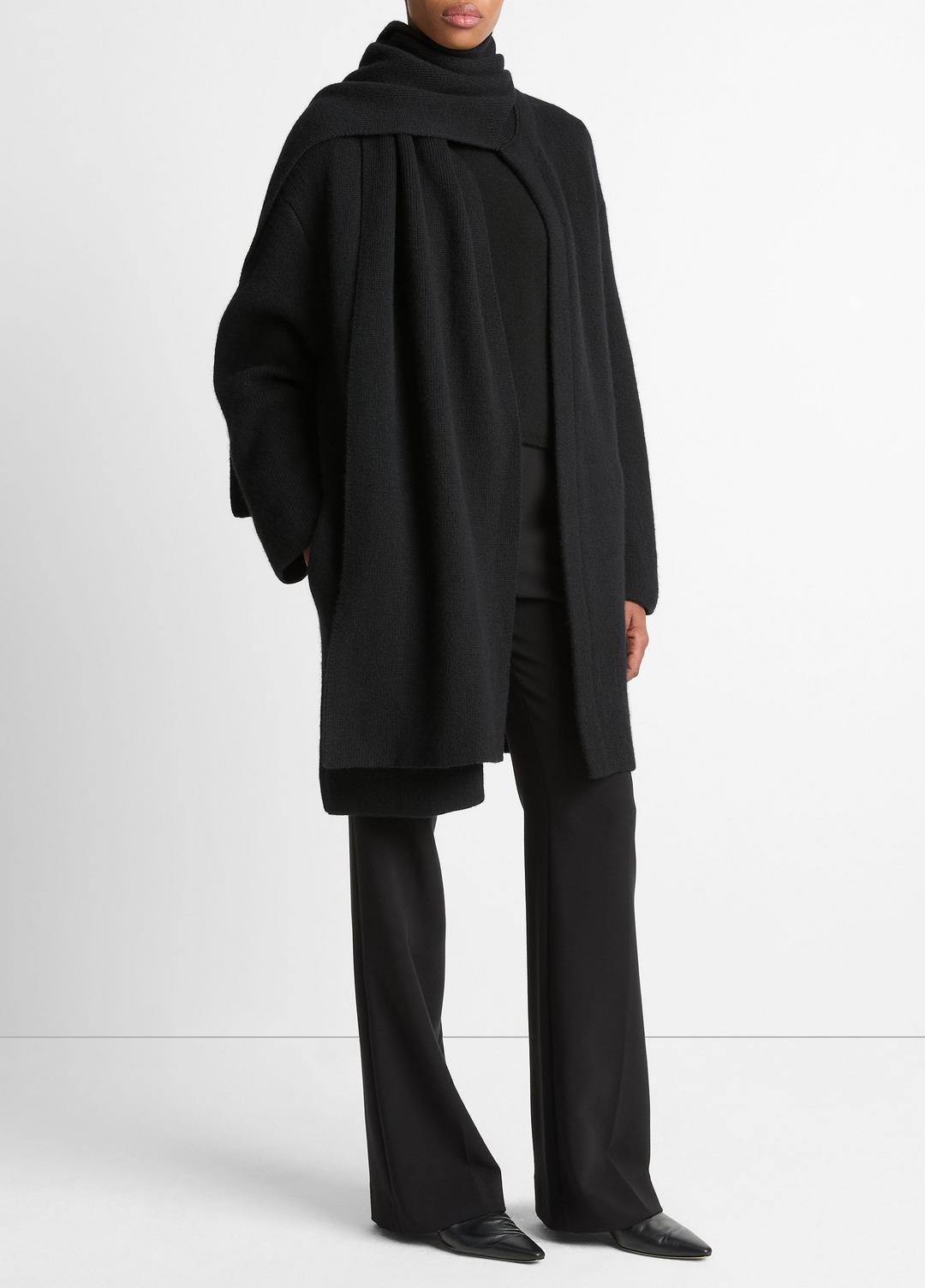 Draped-Scarf Wool-Blend Car Coat in Coats BLACK | VINCE Women