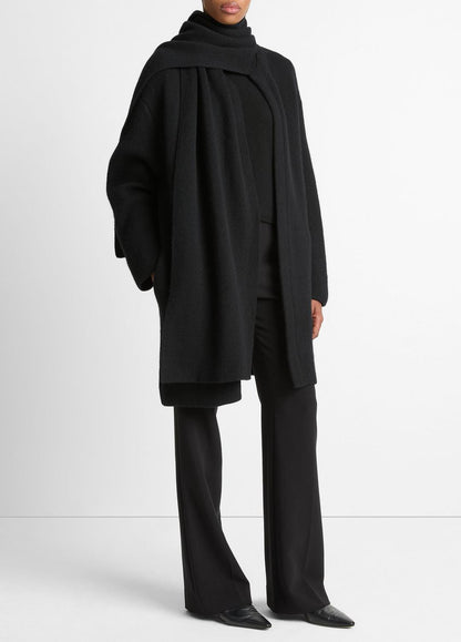 Draped-Scarf Wool-Blend Car Coat in Coats BLACK | VINCE Women