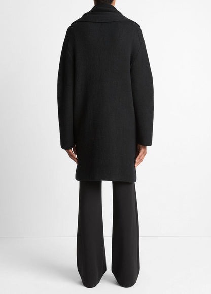 Draped-Scarf Wool-Blend Car Coat in Coats BLACK | VINCE Women