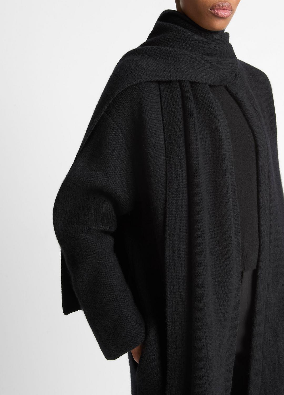 Draped-Scarf Wool-Blend Car Coat in Coats BLACK | VINCE Women