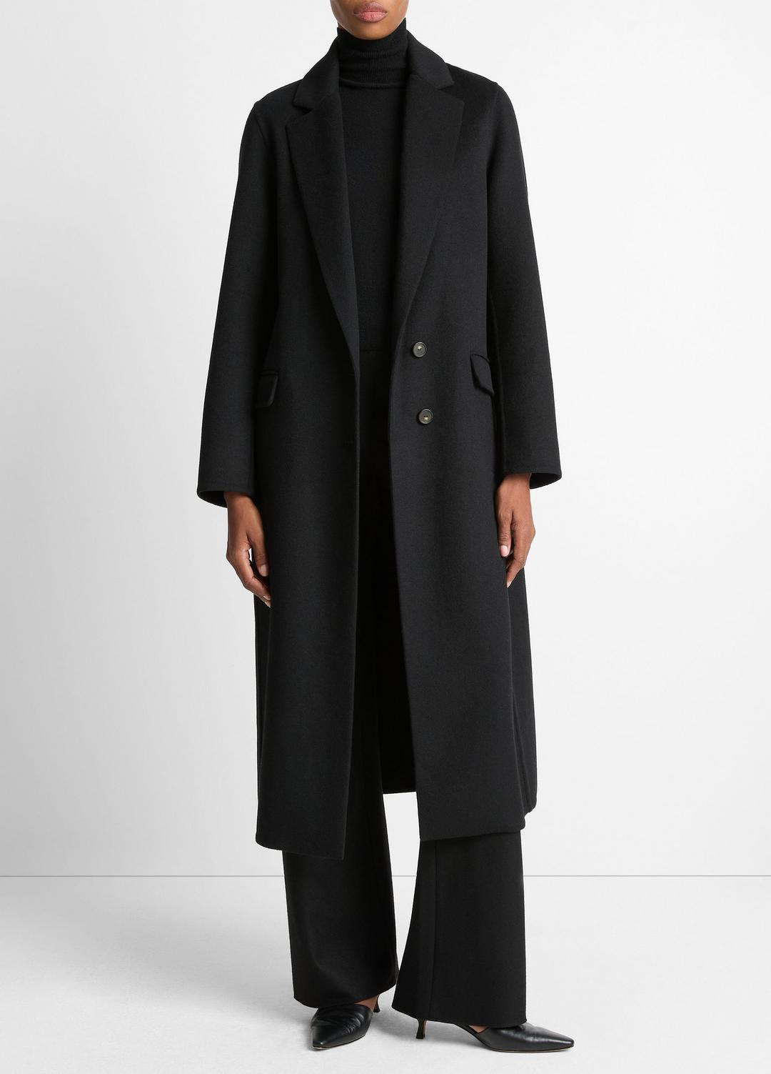 Wool-Blend Single-Breasted Coat in Coats BLACK | VINCE Women