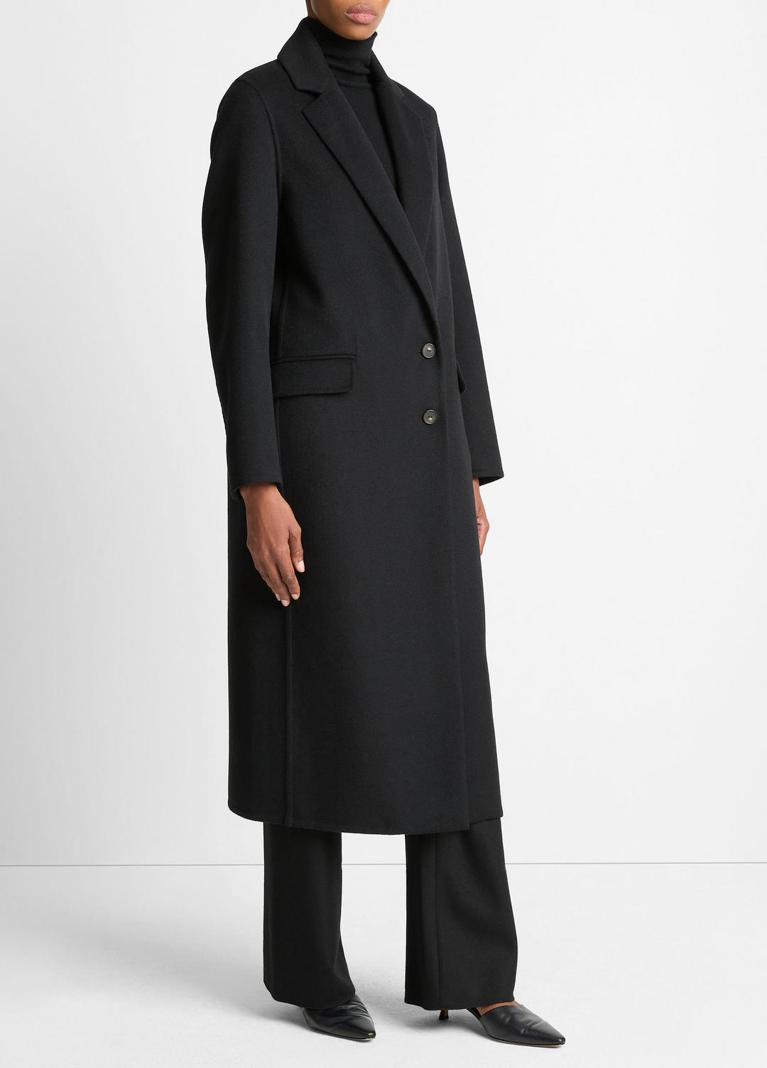 Wool-Blend Single-Breasted Coat in Coats BLACK | VINCE Women
