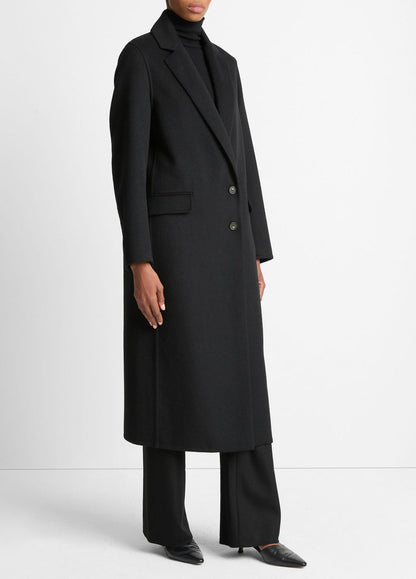 Wool-Blend Single-Breasted Coat in Coats BLACK | VINCE Women