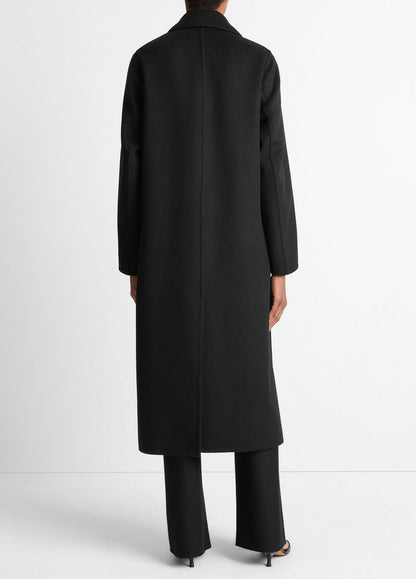 Wool-Blend Single-Breasted Coat in Coats BLACK | VINCE Women