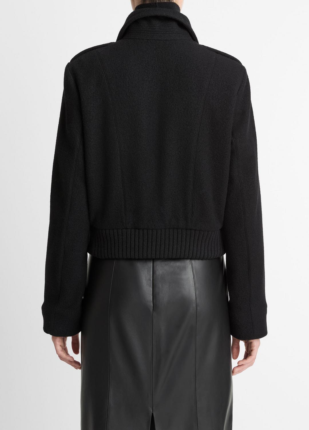 Italian Wool-Blend Cropped Jacket in Jackets BLACK | VINCE Women