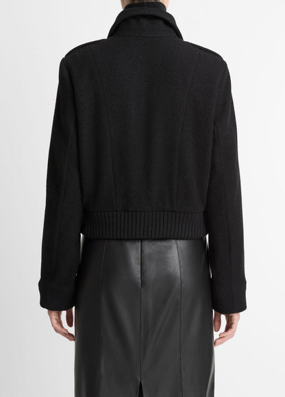 Italian Wool-Blend Cropped Jacket in Jackets BLACK | VINCE Women