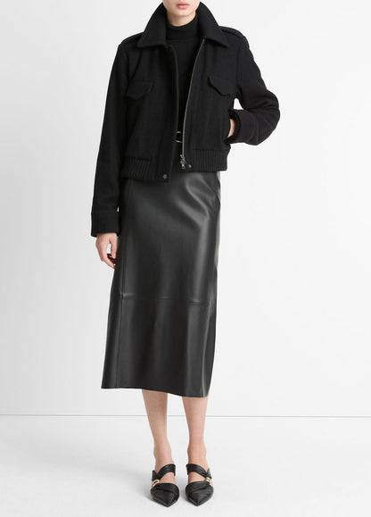 Italian Wool-Blend Cropped Jacket in Jackets BLACK | VINCE Women