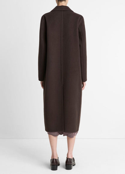 Wool-Blend Double-Breasted Long Coat in Coats DEEP ESPRESSO | VINCE Women