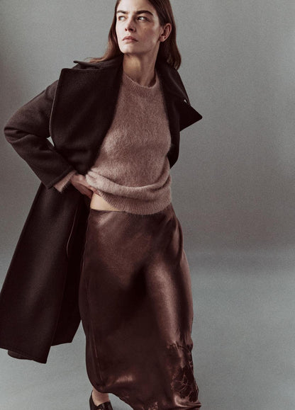 Wool-Blend Double-Breasted Long Coat in Coats DEEP ESPRESSO | VINCE Women