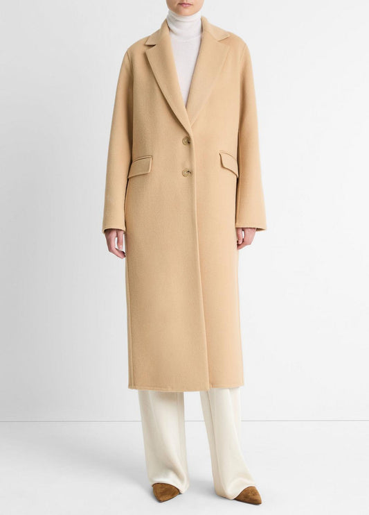Wool-Blend Single-Breasted Coat in Coats CAMEL | VINCE Women