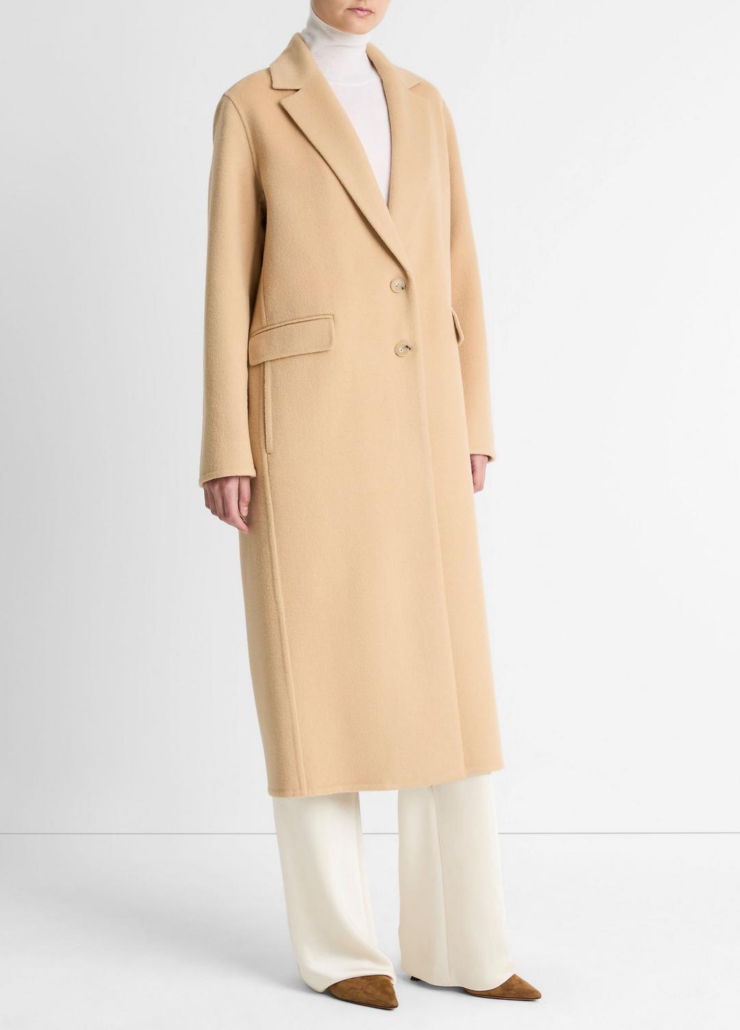 Wool-Blend Single-Breasted Coat in Coats CAMEL | VINCE Women