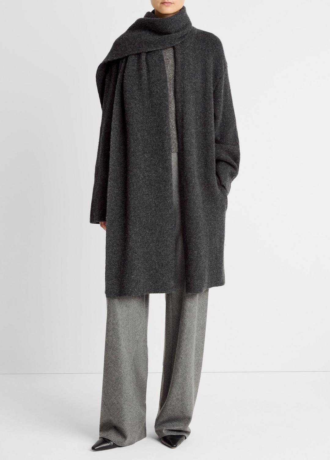 Draped-Scarf Wool-Blend Car Coat in Coats DARK HEATHER GREY | VINCE Women