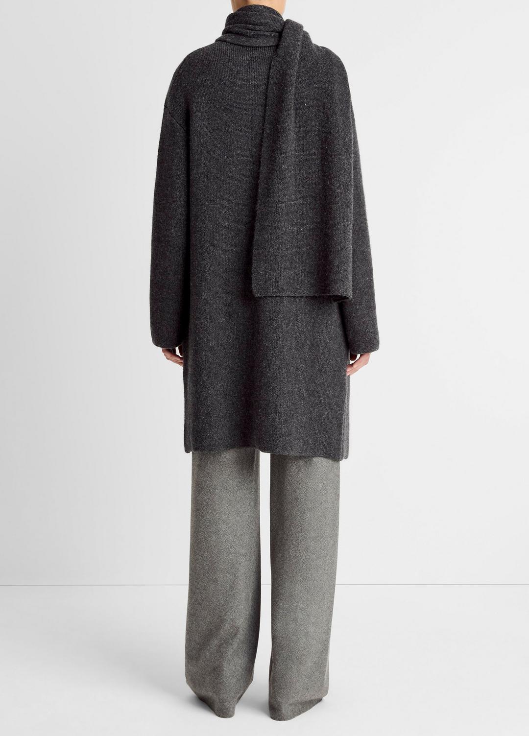 Draped-Scarf Wool-Blend Car Coat in Coats DARK HEATHER GREY | VINCE Women