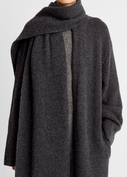 Draped-Scarf Wool-Blend Car Coat in Coats DARK HEATHER GREY | VINCE Women