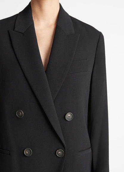 Crepe Double-Breasted Blazer in Blazers BLACK | VINCE Women