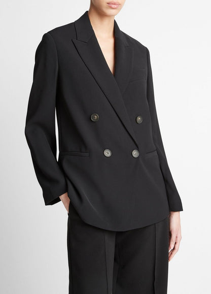 Crepe Double-Breasted Blazer in Blazers BLACK | VINCE Women