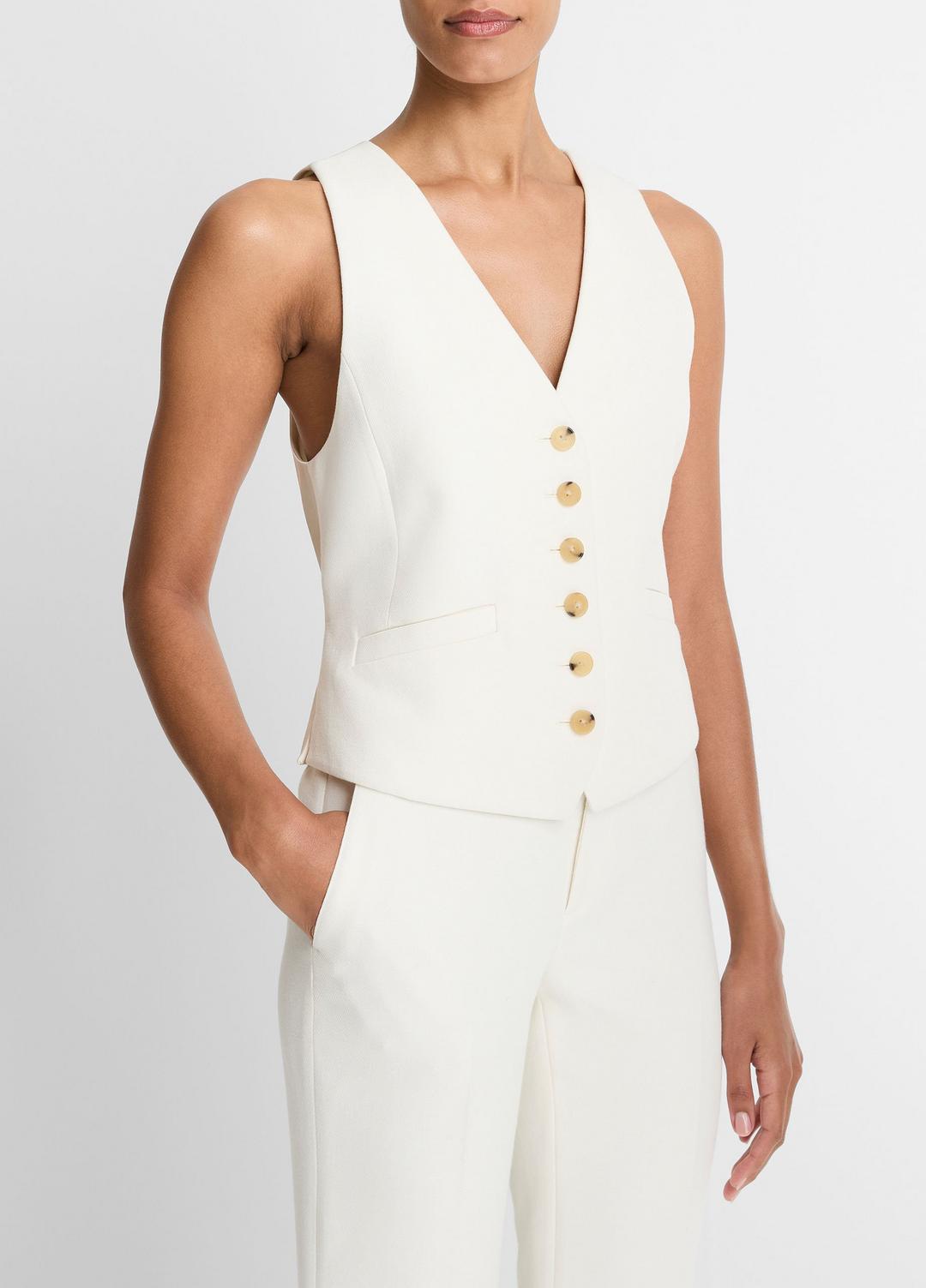 Sculptural Fitted Vest in Vests OFF WHITE | VINCE Women