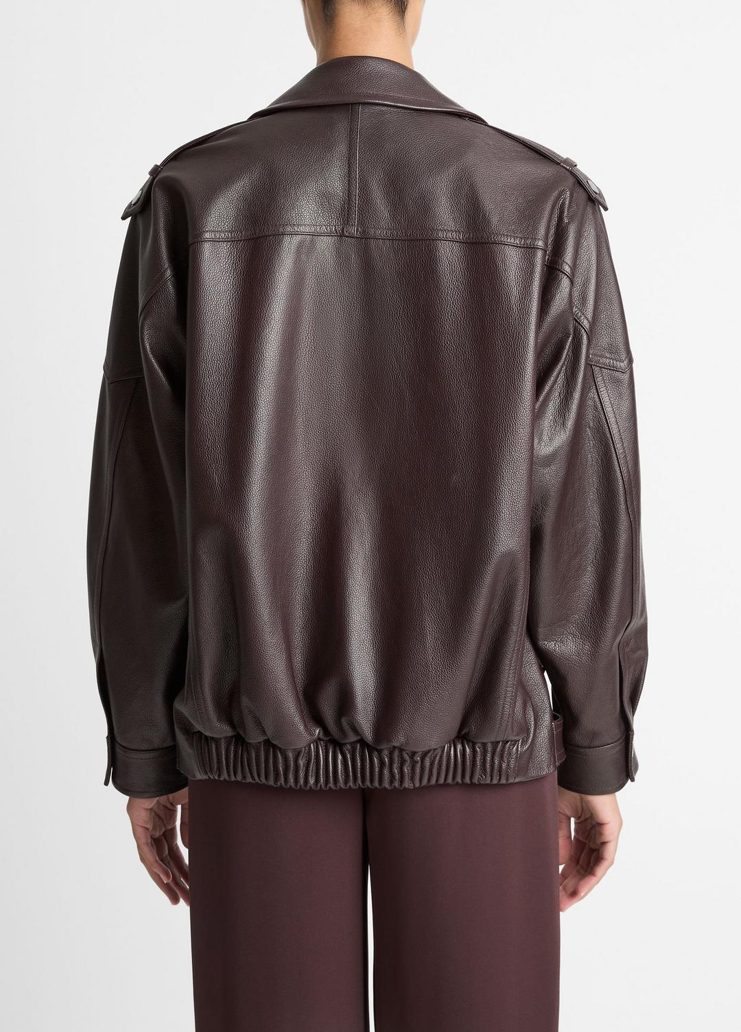 Leather Oversized Biker Jacket in Jackets DARK FIG | VINCE Women