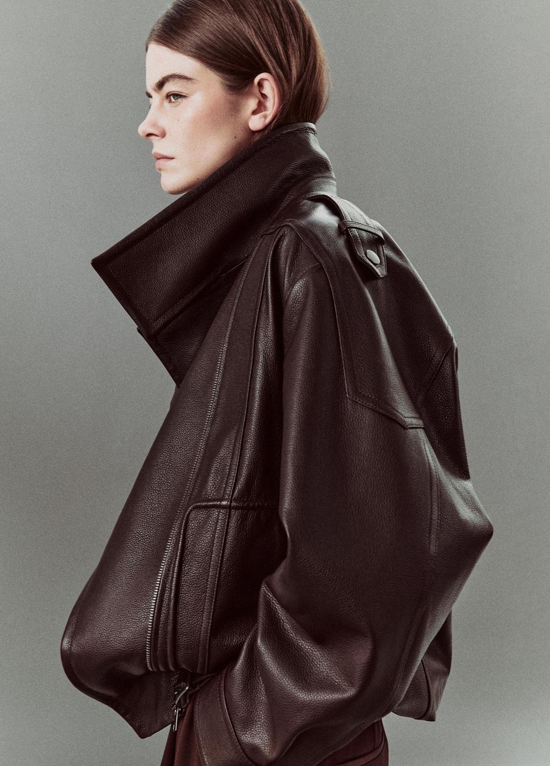Leather Oversized Biker Jacket in Jackets DARK FIG | VINCE Women