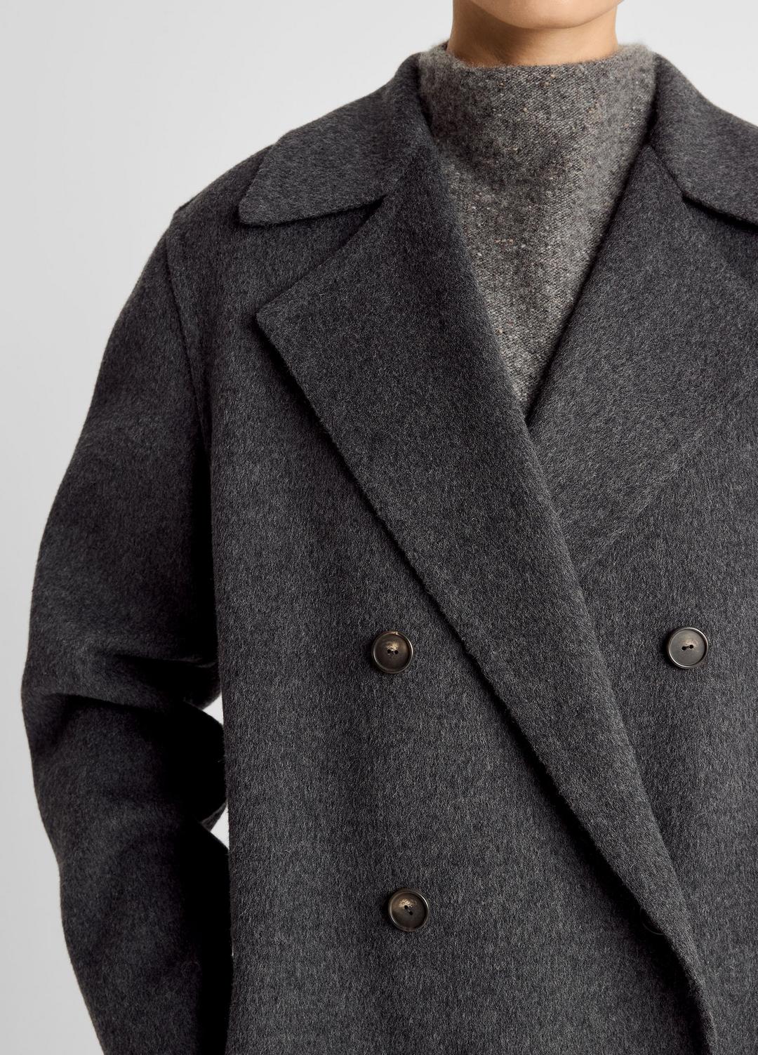 Wool-Blend Double-Breasted Long Coat in Coats CHARCOAL | VINCE Women